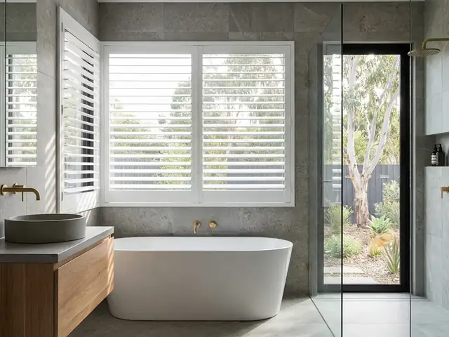 Waterproof shutters in a bathroom