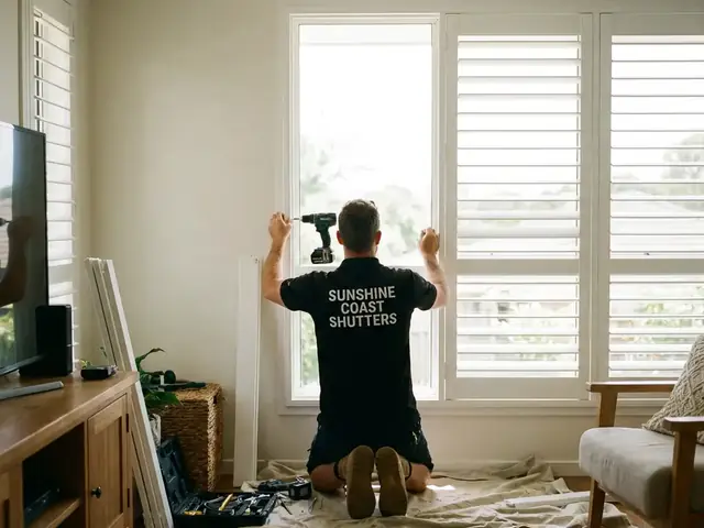 Installer fitting a shutter panel