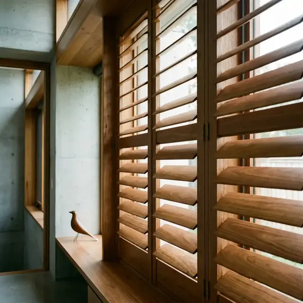Timber basswood plantation shutters
